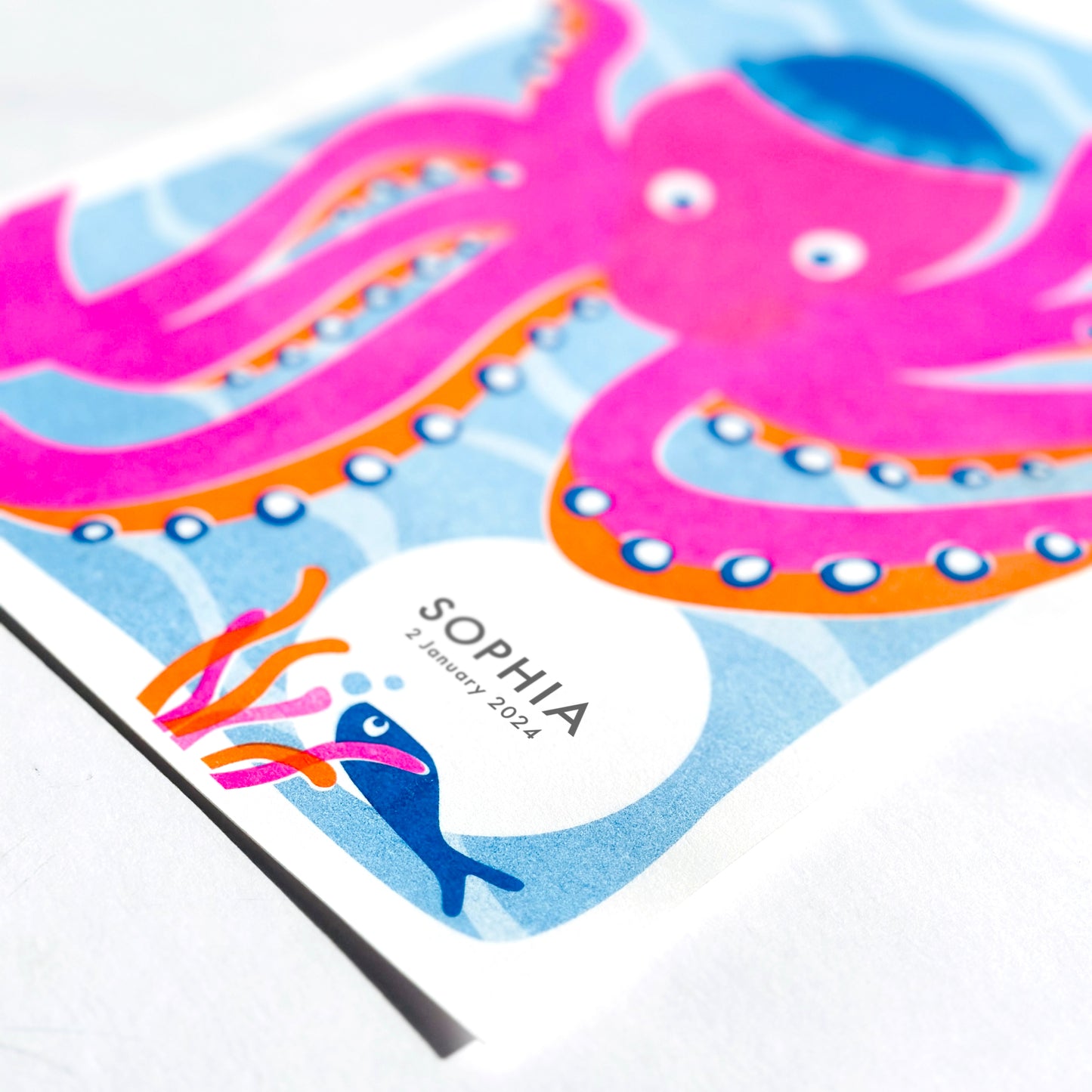 Personalised Octopus riso print