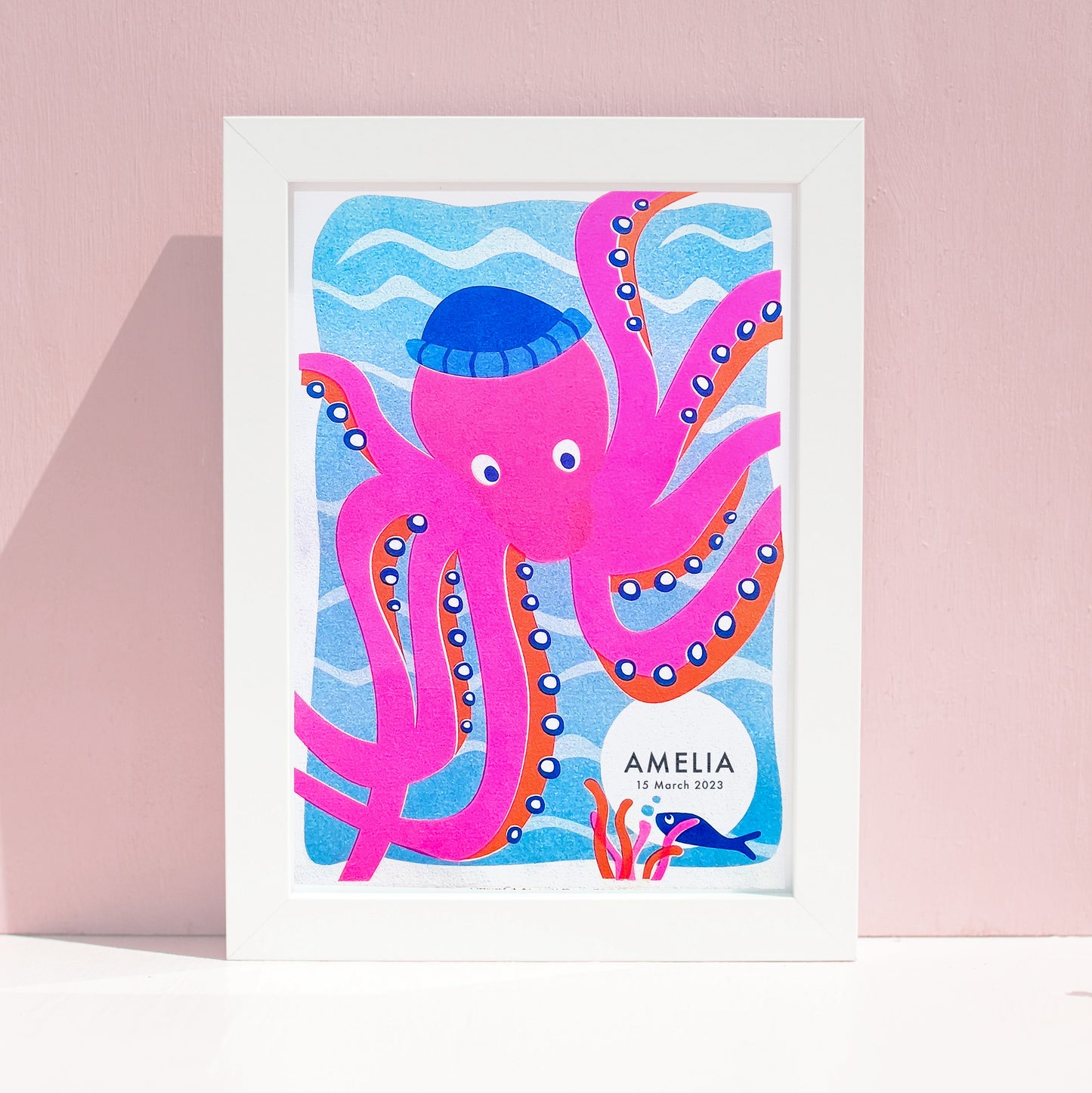 Personalised Octopus riso print