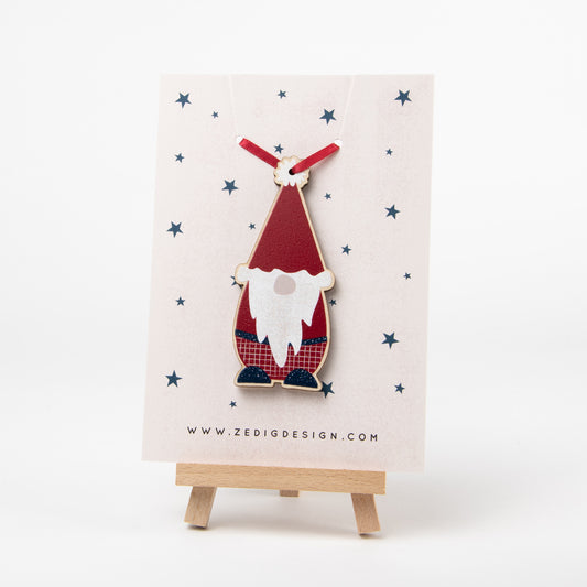Wooden gnome Christmas decoration