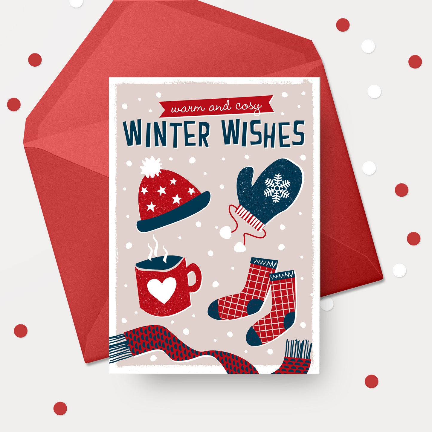'Warm & cosy wishes' Christmas card
