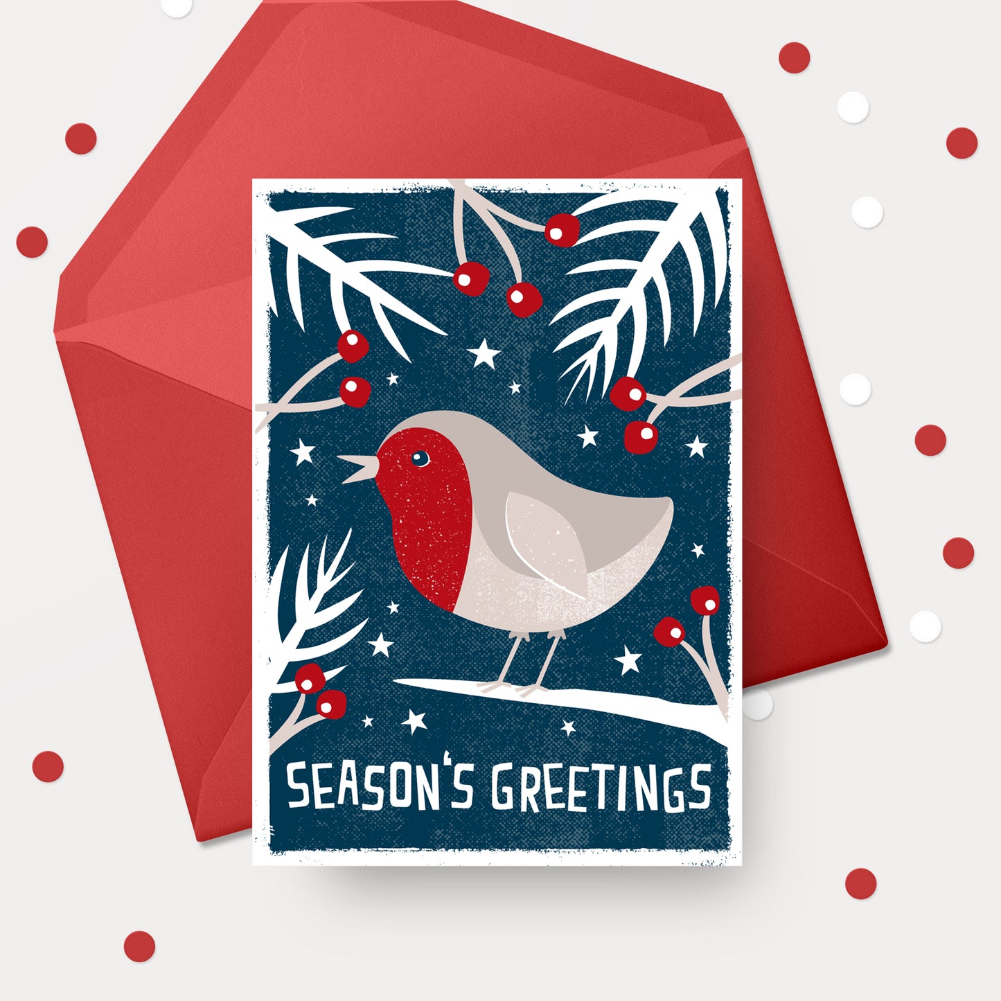 Festive robin Christmas card