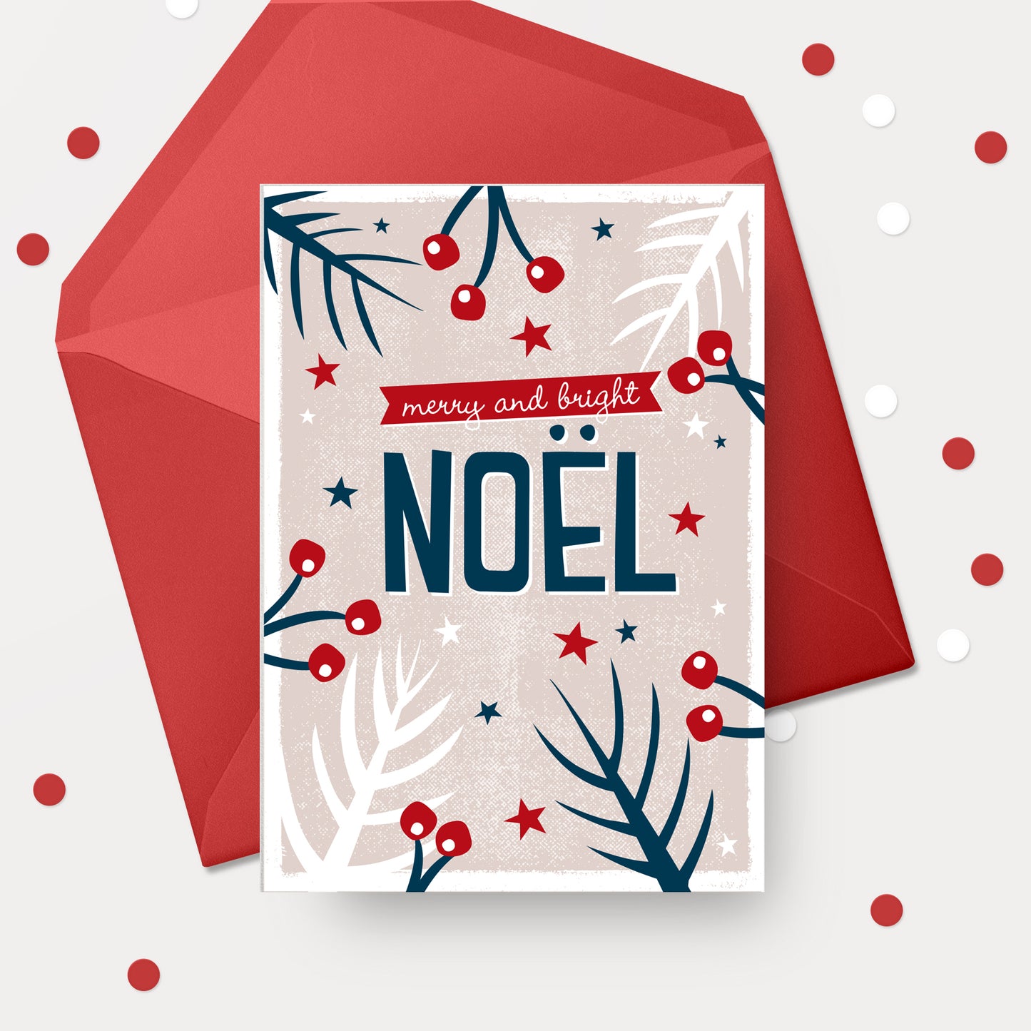 Noel festive foliage Christmas card