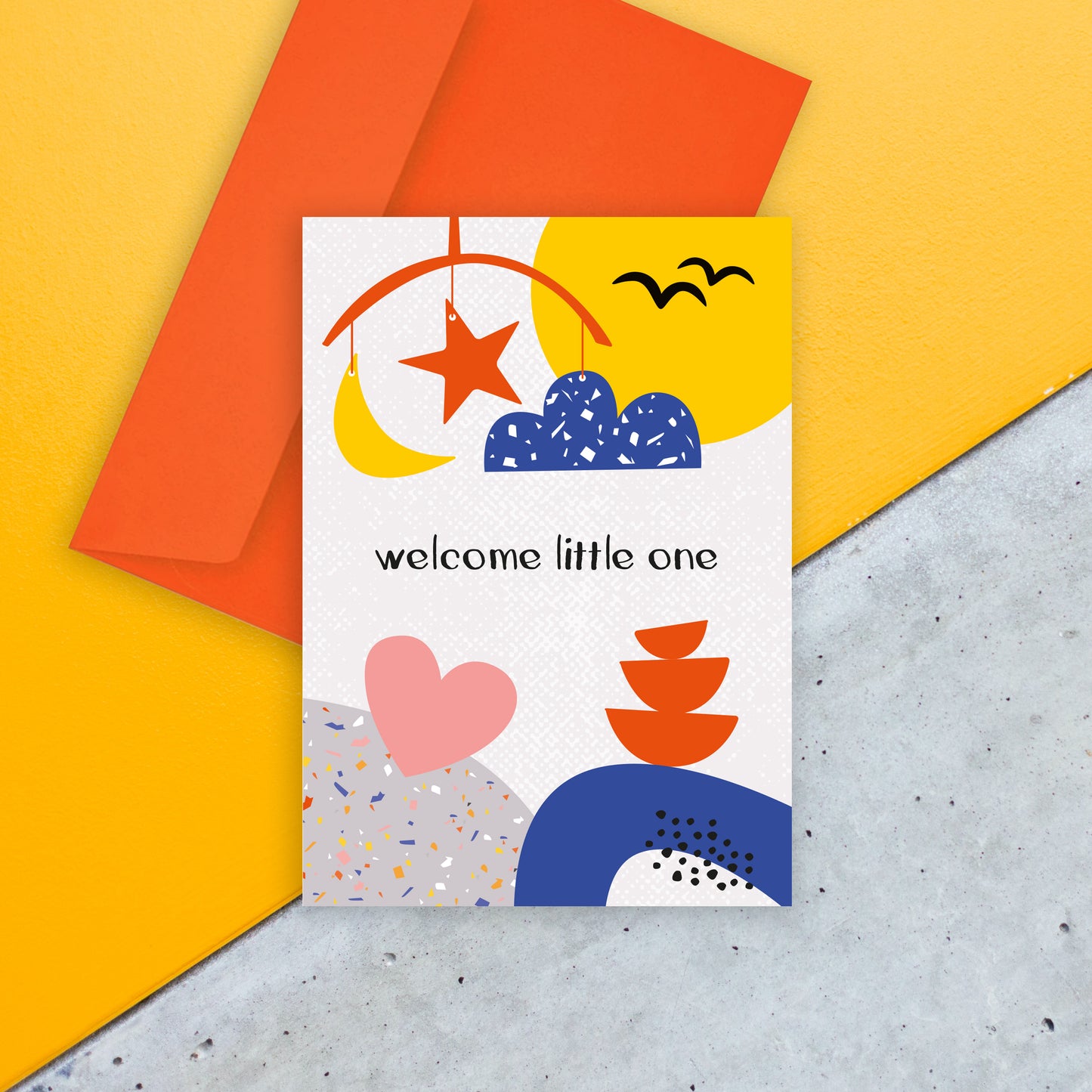 Abstract new baby card