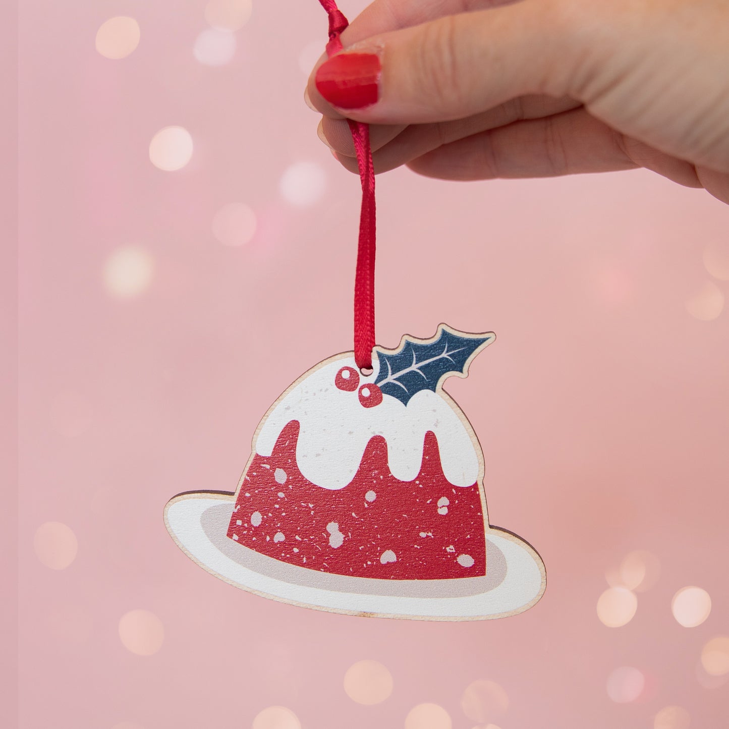 Wooden Christmas pudding decoration